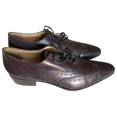 Pre-owned Santoni Leather Lace Ups In Brown