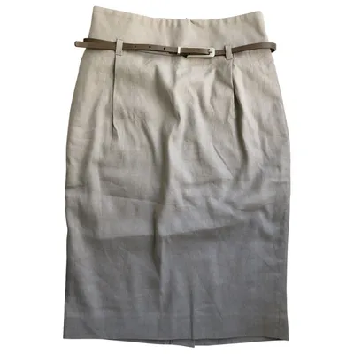 Pre-owned Fabiana Filippi Linen Mid-length Skirt In Ecru