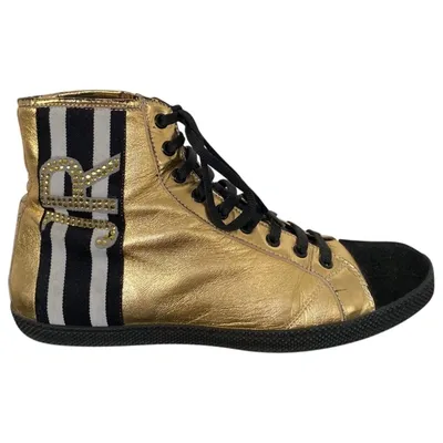 Pre-owned John Richmond Leather Trainers In Gold