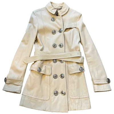 Pre-owned Burberry Leather Trench Coat In Beige