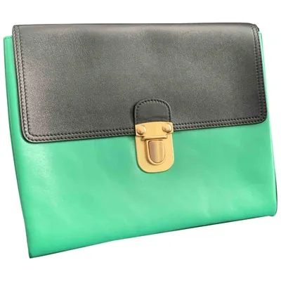 Pre-owned Marni Leather Clutch Bag In Green