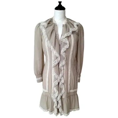 Pre-owned Temperley London Mini Dress In Beige