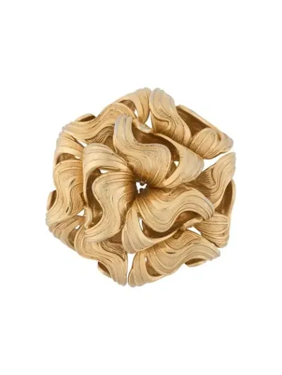 Pre-owned Susan Caplan Vintage 1968 Grosse Wavy Brooch In Gold