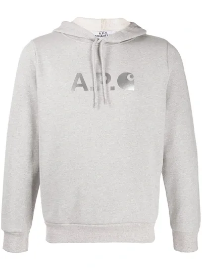 Apc X Carhartt Work In Progress Stash Hoodie In Pla Gris Chine