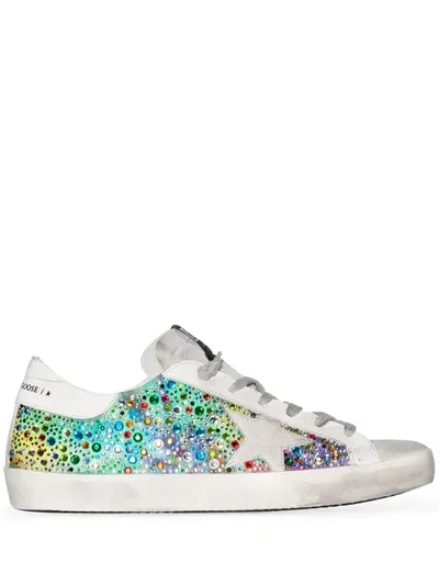 Golden Goose Multicoloured Superstar Embellished Sneakers In White