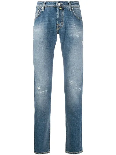 Jacob Cohen Comfort Fit Distressed Slim Jeans In Blue