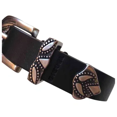 Pre-owned Diesel Black Gold Leather Bracelet In Silver