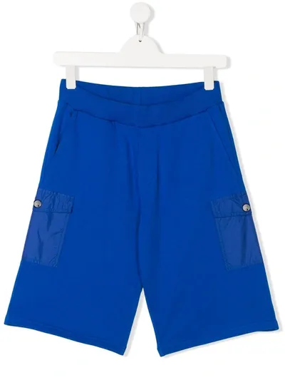 Moncler Kids' Logo Patch Track Shorts In Blue