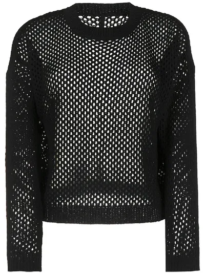 Sara Lanzi Open Knit Cropped Jumper In Black