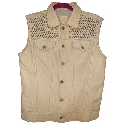 Pre-owned Ash Leather Biker Jacket In Beige