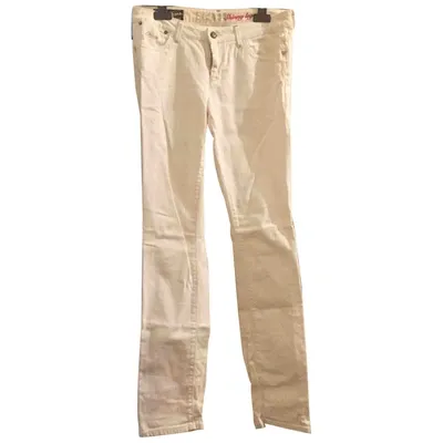 Pre-owned Guess White Cotton - Elasthane Jeans