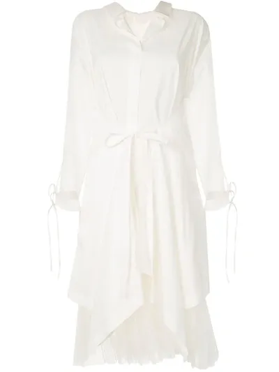 Shanshan Ruan Draped Shirt Dress In White