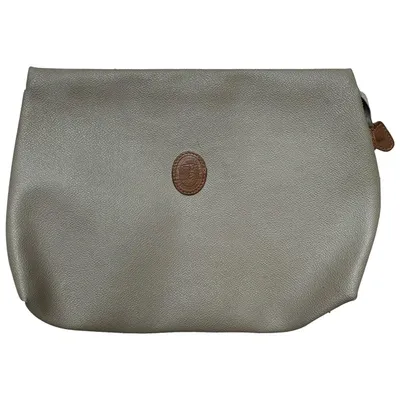 Pre-owned Trussardi Leather Clutch Bag In Beige