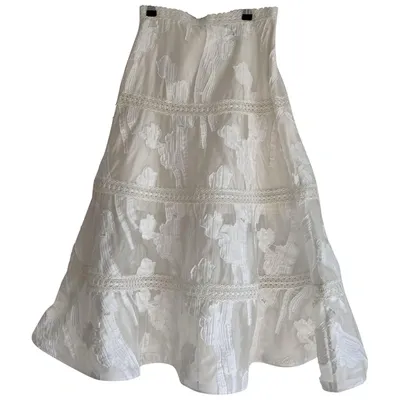 Pre-owned Alexis Mid-length Skirt In White