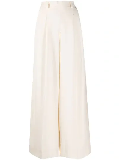 Twinset Pleated Wide-leg Trousers In White