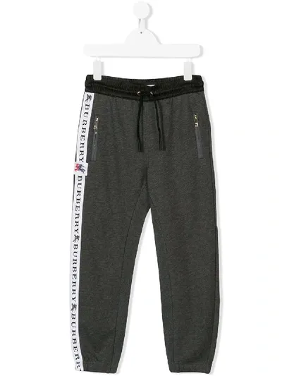 Burberry Teen Side Panel Track Pants In Grey