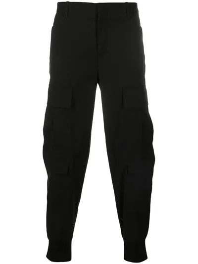 Neil Barrett Cargo Rib Cuff Parachute Slouch Trousers In Black