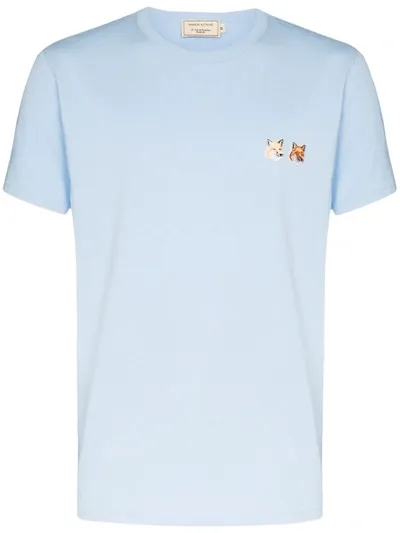 Maison Kitsuné Logo-patch Crew Neck T-shirt In Blue