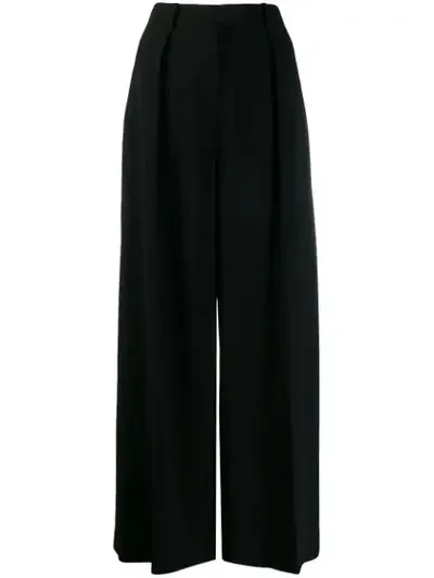 Paule Ka Wide-leg High-waisted Trousers In Black