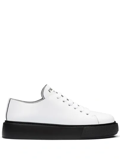 Prada Lace-up Sneakers In White