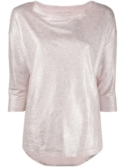 Majestic Linen Blend Oversized Metallic Top In Pink