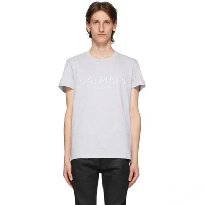 Balmain 3d-effect Logo T-shirt In 9ub Grischi