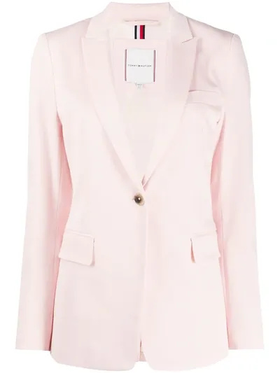 Tommy Hilfiger Single Breasted Twill Blazer In Pink