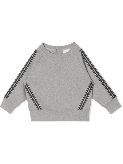 Burberry Babies' Sweatshirt Mit Logo-streifen In Grey