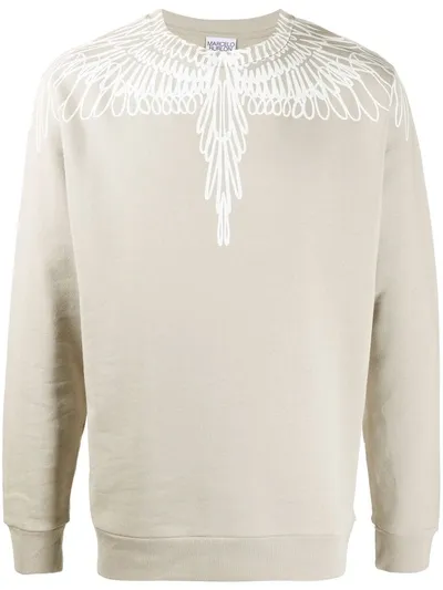 Marcelo Burlon County Of Milan Wings Long-sleeved Sweatshirt In Neutrals