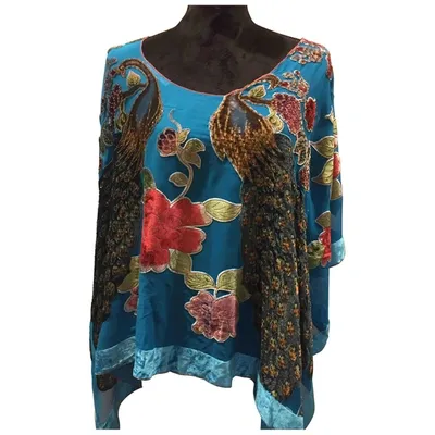 Pre-owned Hale Bob Silk Tunic In Blue