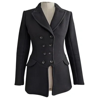 Pre-owned Alaïa Wool Peacoat In Black