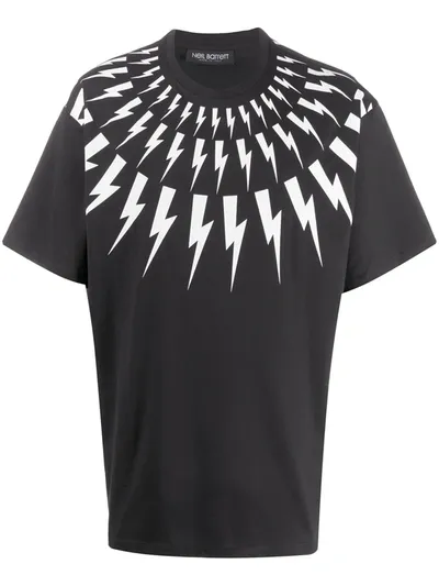 Neil Barrett 3d Bolt Print Cotton Jersey T-shirt In Black