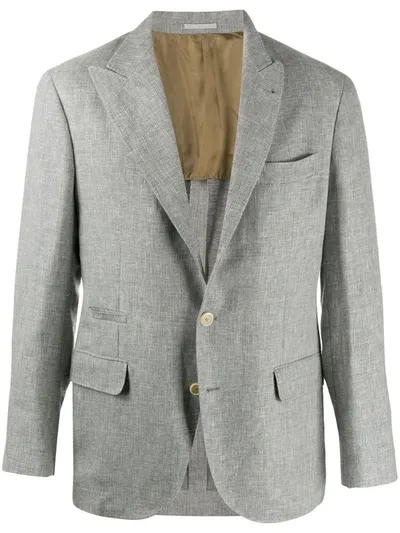 Brunello Cucinelli Tailored Linen Blazer In Grey