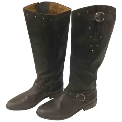 Pre-owned Golden Goose Leather Riding Boots In Brown