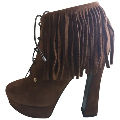 Pre-owned Just Cavalli Lace Up Boots In Brown