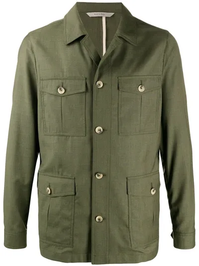 Canali Single-breasted Fitted Jacket In Green