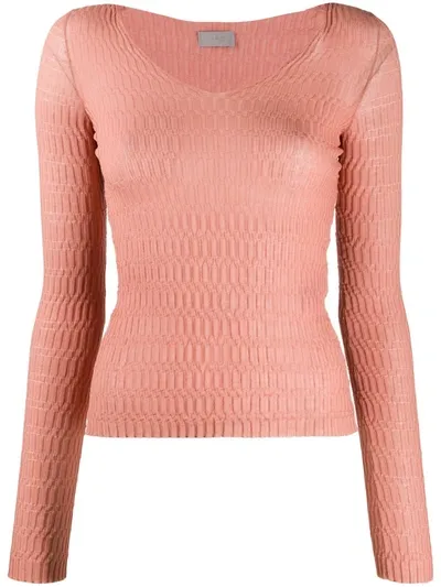 Mrz Textured-knit Top In Red