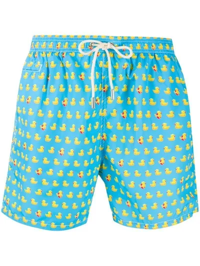 Mc2 Saint Barth Ducky Recycled Fabric Swim Shorts In Blue