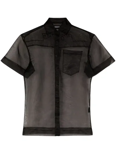 House Of Holland Sheer Logo Embroidered Shirt In Black