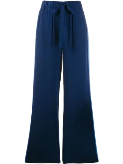 Diane Von Furstenberg Ellington Striped Silk Crepe De Chine Wide-leg Pants In Blue