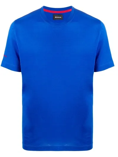 Kiton Logo Embroidered T-shirt In Blue