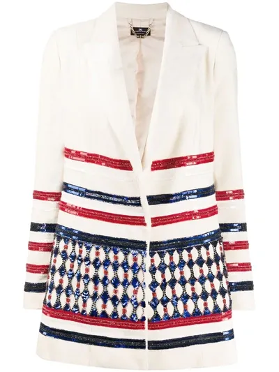 Elisabetta Franchi Sequin Embellished Blazer In Neutrals