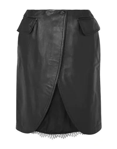 Mm6 Maison Margiela Satin Twill-paneled Leather Mini Skirt In Black