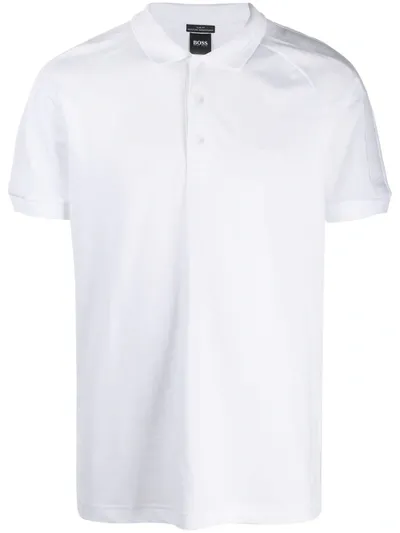 Hugo Boss Embroidered Logo Polo Shirt In White