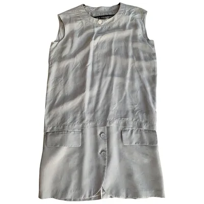 Pre-owned Mm6 Maison Margiela Silk Mid-length Dress In Grey