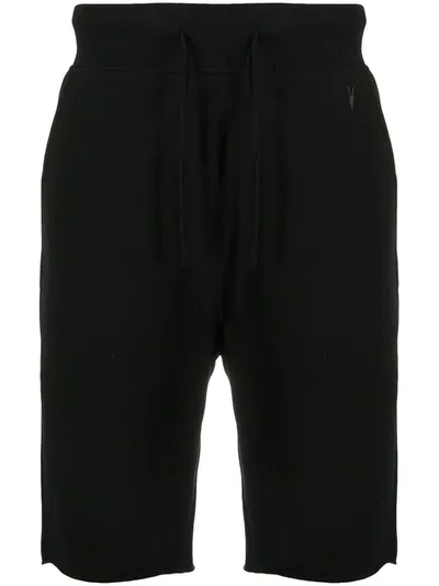 Allsaints Embroidered-logo Track Shorts In Black