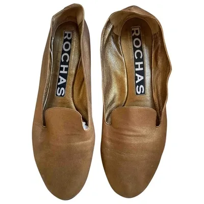 Pre-owned Rochas Leather Flats In Camel