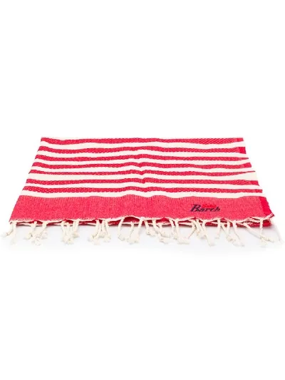 Mc2 Saint Barth Striped Fringed Beach Towel In Red