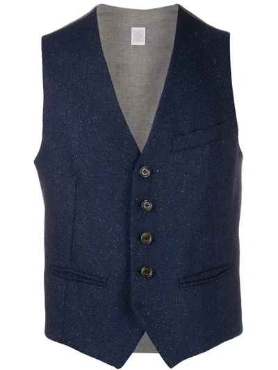 Eleventy Fleck Knit Waistcoat In Blue