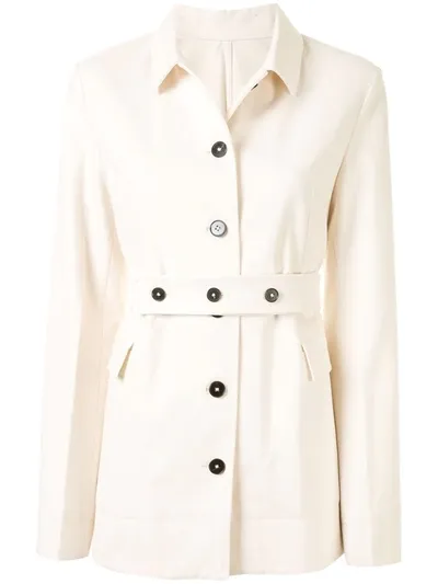 Jil Sander Single-breasted Belted Jacket In White